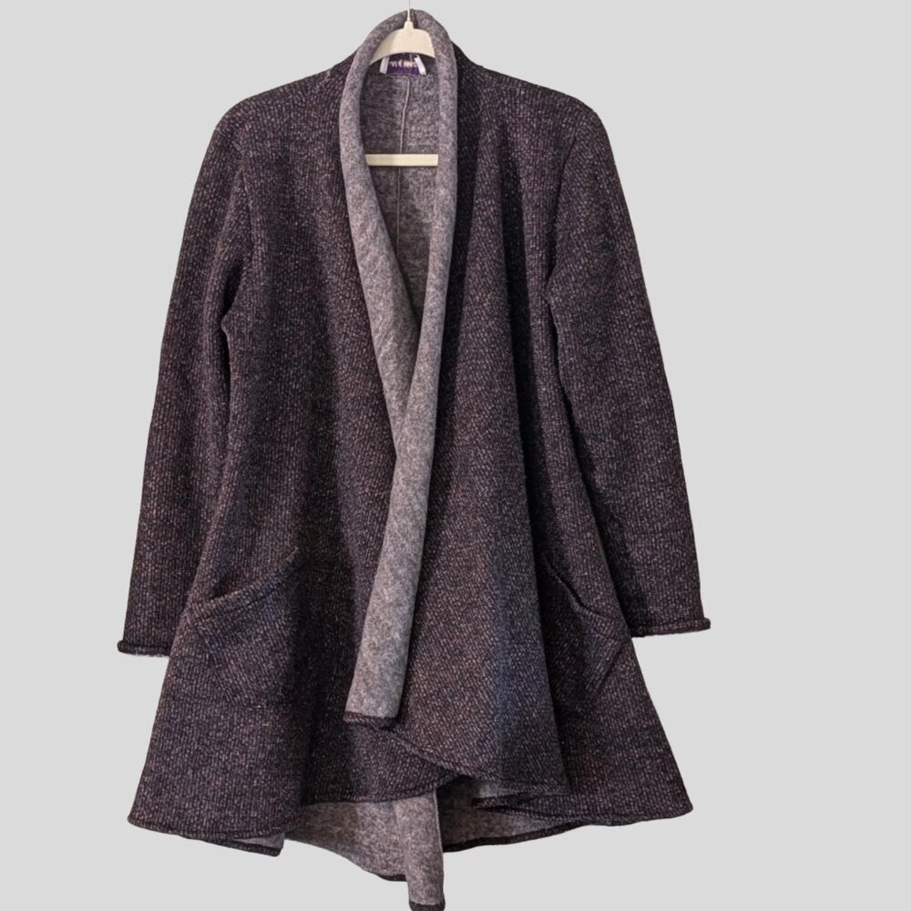 Harper & Greer Marled Plum Purple Open Cardigan Medium Cozy Knit